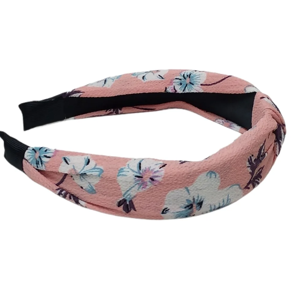 Pink floral pastel Fabric Tie Headband